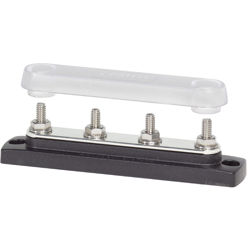 Blue Sea BusBar - 150A 4 Stud Common Busbar with Cover - Four 1/4"-20 Studs