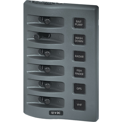Blue Sea WeatherDeck Waterproof Switch Only Panel 6 Position Gray