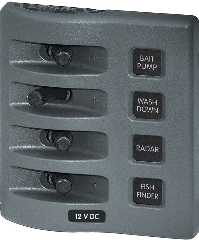 Blue Sea WeatherDeck Waterproof Switch Only Panel 4 Position Gray