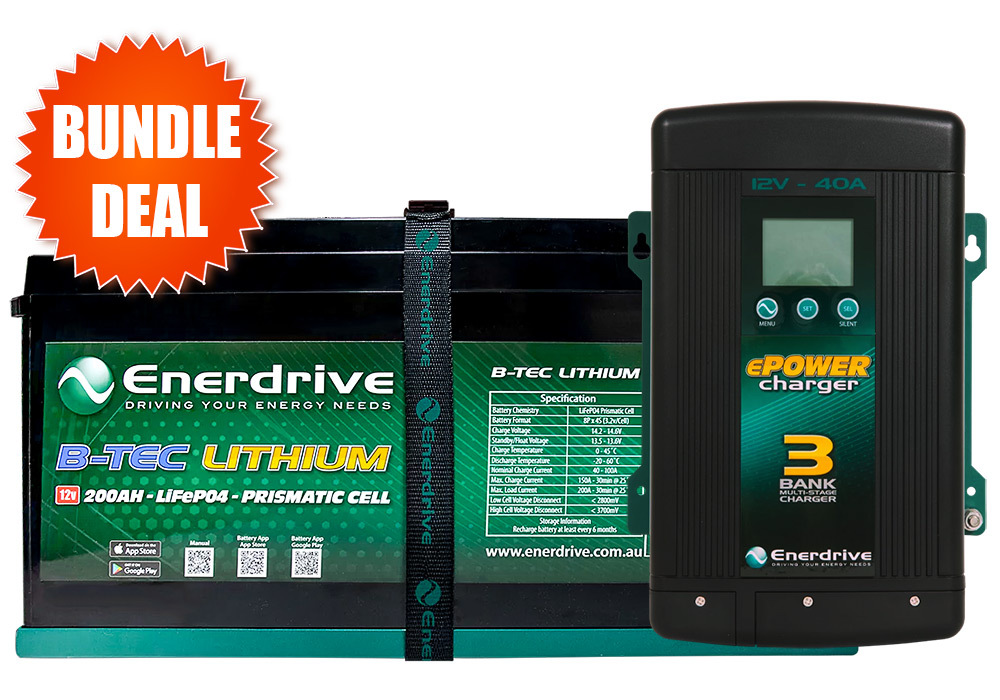 Enerdrive ePOWER B-TEC 200Ah G2 Lithium Battery with 40A Smart Charger