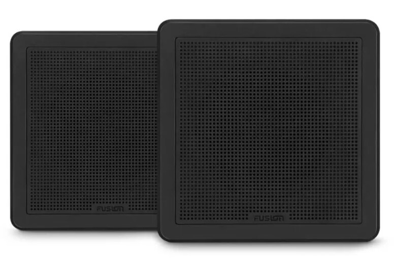 Fusion FM Series Marine Speakers, 6.5" 120-Watt Square Black Flush-Mount Marine Speaker