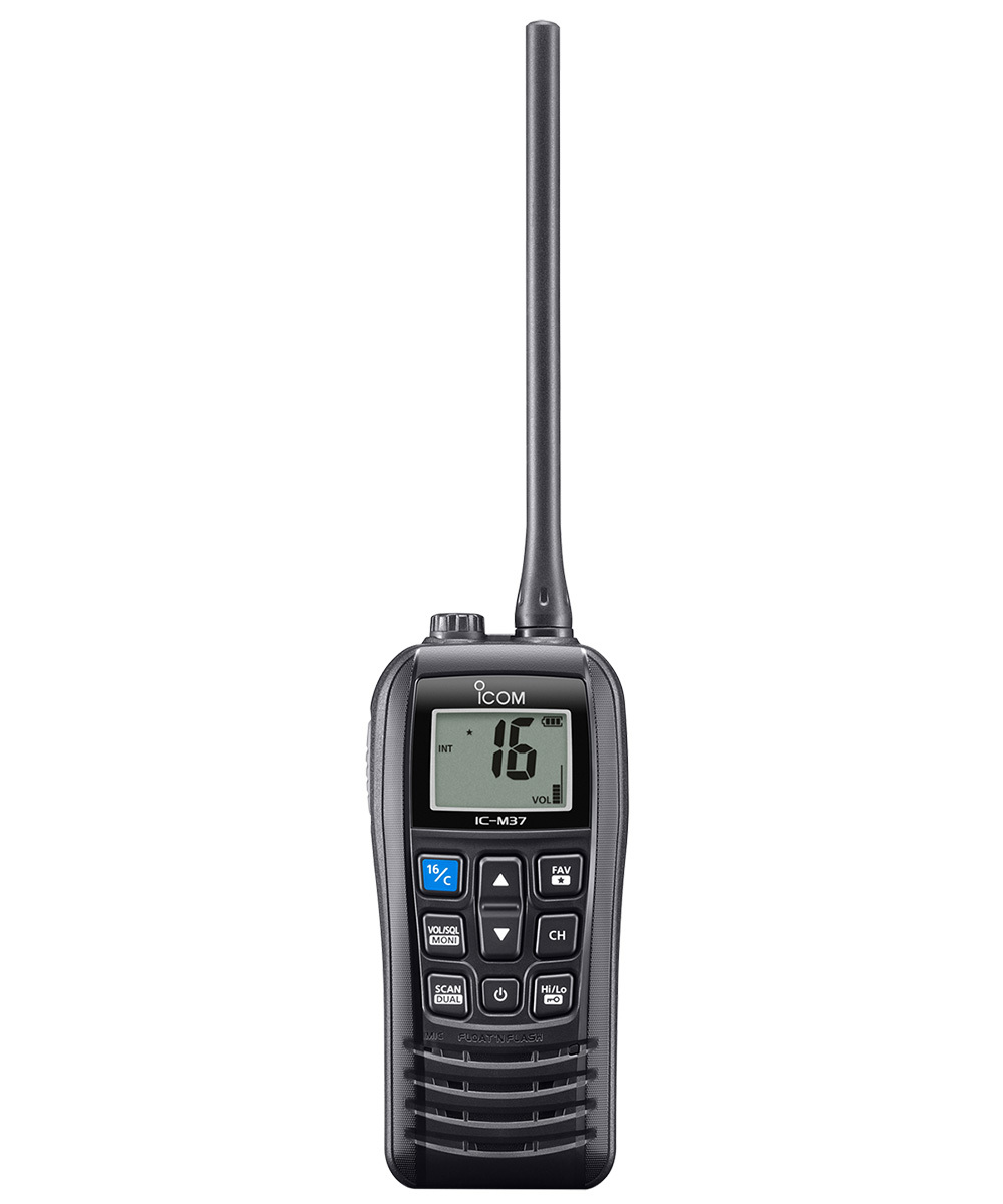 Icom IC-M37E Handheld 5 Watt, Float’n Flash VHF Marine Handheld Transceiver with 700mW audio