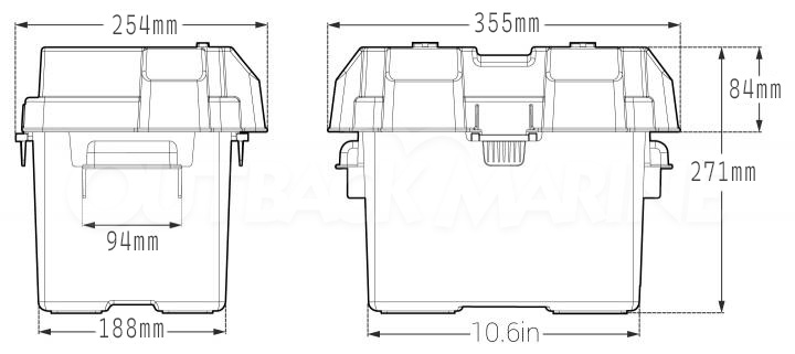 HM300BKS Battery Box External Dimensions