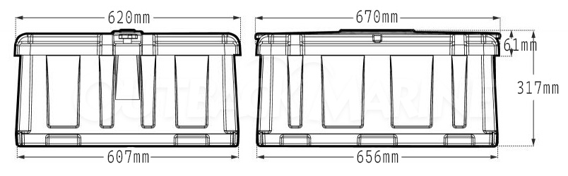 HM485 Battery Box External Dimensions