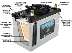 Cut away view of a AGM battery