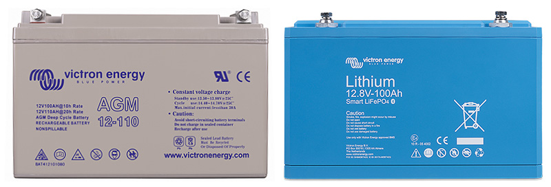 Image of AGM and Lithium Battery side-by-side