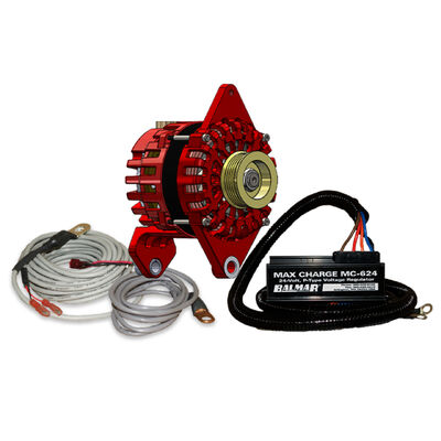 Balmar Alternator, XT Series, 90A, 24V, Saddle Mount (Dual Foot), 4in, K6 Serpentine Pulley, Case Ground. J-180 Mount
