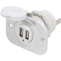 Blue Sea 12VDC 2USB Charger 5V 2.1A Sckt Wht