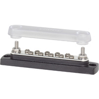 Blue Sea BusBar - 150A 10 Gang Common Busbar with Cover - 10x #8-32 Screws