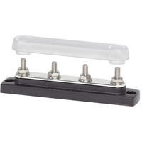 Blue Sea BusBar - 150A 4 Stud Common Busbar with Cover - Four 1/4&quot;-20 Studs