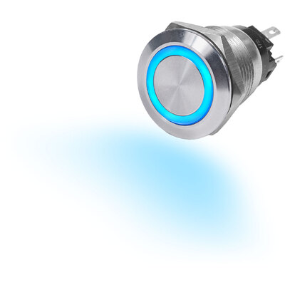 Blue Sea 10A Push Button LED Ring Switch OFF-ON Blue