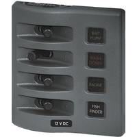 Blue Sea WeatherDeck 12VDC Waterproof Fused Panel 4 Position Gray