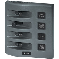Blue Sea WeatherDeck Waterproof Switch Only Panel 4 Position Gray