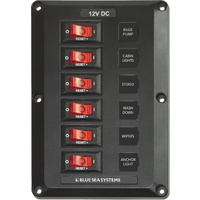 Blue Sea Panel BelowDeck 12VDC CB 6 Pos