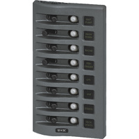 Blue Sea WeatherDeck 12V DC Waterproof Circuit Breaker Panel 8 position Gray