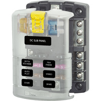 Blue Sea Fuse Block ST Blade Fuse 6 Circuits with Negative Busbar &amp; Cover