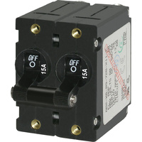 Blue Sea Circuit Breaker A-Series Toggle 2 Pole 15A Black