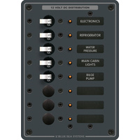 Blue Sea 12VDC 8 Position Circuit Breaker Traditional Metal Panel