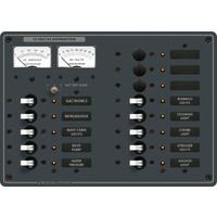 Blue Sea Panel 12VDC 13 Position Circuit Breaker Panel with Volt &amp; Amp Meter