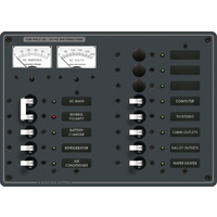 Blue Sea Panel 230VAC 13 Position w/Main V/Amtr