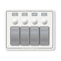 Blue Sea Contura Panel Water Resistant 12/24V Circuit Breaker Panel 4 Position - White