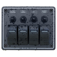 Blue Sea Contura Panel Water Resistant 12/24V Circuit Breaker Panel 4 Position - Black