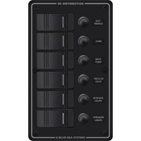 Blue Sea Panel H2O 12VDC CLB 6pos Black Vertical