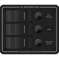 Blue Sea Panel H2O 12VDC CLB 3pos Black Vertical