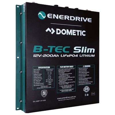 Enerdrive B-TEC 200amp / 12V LiFePO4 Slim Metal Case Battery