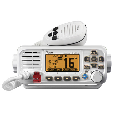 Icom IC-M330GE-W Ultra Compact, IPX7 Waterproof, VHF Marine Mobile Transceiver- White