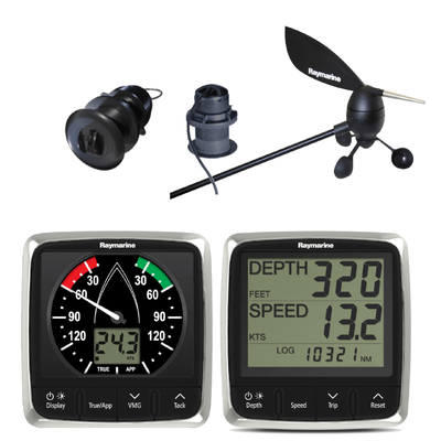 Raymarine i50 Tridata &amp; i60 Wind Pack with Short Arm Wind Transducer, ST900/P120 &amp; P319 Speed/Temp/Depth Through Hull Transducers