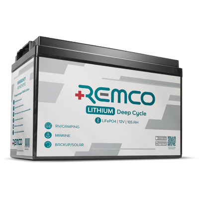 Remco Lithium Deep Cycle LiFePO4 12V 105AH LFP Battery GRP27 with Bluetooth