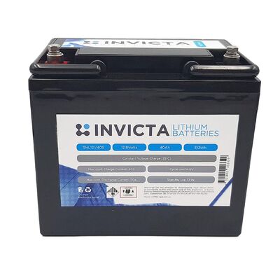 Invicta Lithium 12V 40AH Lithium Iron Battery with 4 series functionality