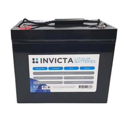 Invicta Lithium 12V 75AH Lithium Iron Battery with 4 series functionality