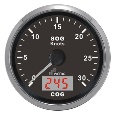 Wema GPS Speedometer/Compass 0-30 knots Gauge with Stainless Steel Bezel