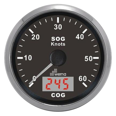 Wema GPS Speedometer/Compass 0-60 knots Gauge with Stainless Steel Bezel