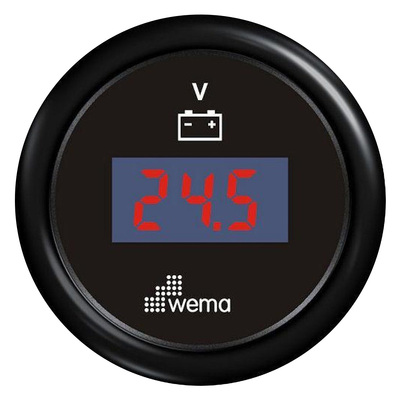 Wema Digital voltmeter 8-32 VDC (12/24V) Gauge with Black Bezel