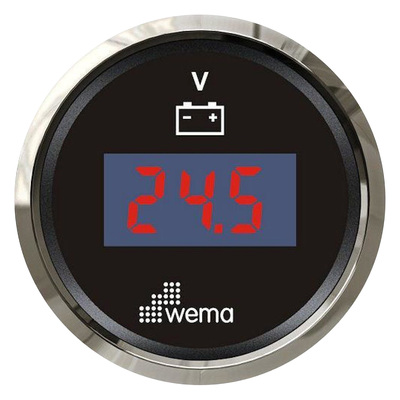 Wema Digital voltmeter 8-32 VDC (12/24V) Gauge with Stainless Steel Bezel