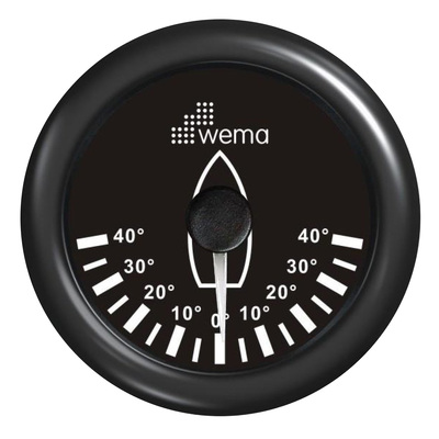 Wema Rudder Angle Indicator 40°/0/40° with Black Bezel
