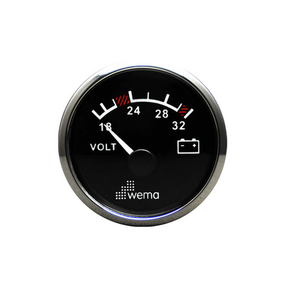 Wema Voltmeter 18-32 VDC (24V system) with Stainless Steel Bezel