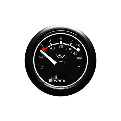 Wema Oil Pressure Gauge 0-10 Bar | 145 PSI with Black Bezel