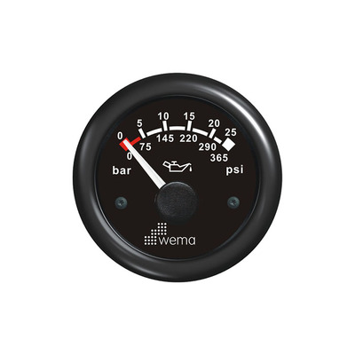 Wema Gear Oil Pressure Gauge 0-25 Bar | 365 PSI with Black Bezel