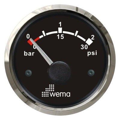 Wema Turbo Boost Pressure Gauge 0-2 bar | 30PSI with Stainless Steel Bezel