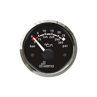 Wema Gear Oil Pressure Gauge 0-25 Bar | 365 PSI with Stainless Steel Bezel