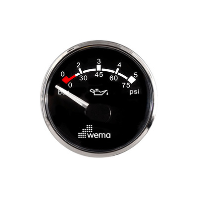 Wema Engine Oil Pressure Gauge 0-5 bar | 75 PSI with Stainless Steel Bezel