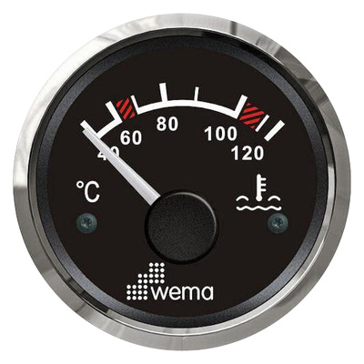 Wema Coolant Temperature Gauge 40-120°C with Stainless Steel Bezel
