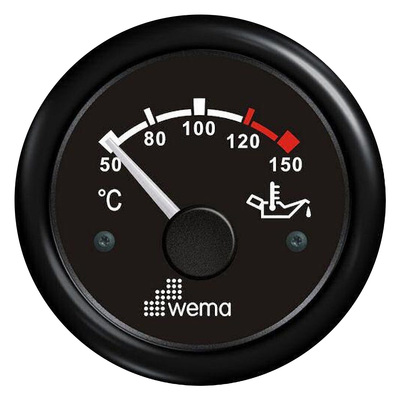 Wema Oil Temperature Gauge 40-120°C with Black Bezel