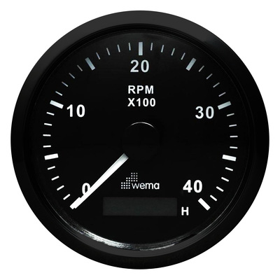 Wema Diesel Tachourmeter 0-4000 RPM with Black Bezel 85mm