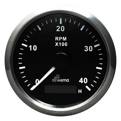 Wema Diesel Tachourmeter 0-4000 RPM with Stainless Steel Bezel