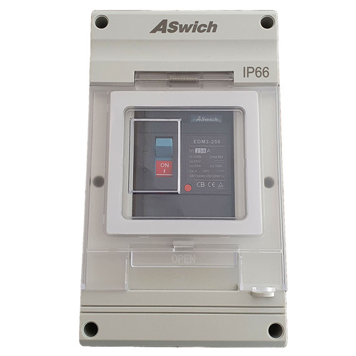 Aswich EDM3 MCCB, 500VDC, 250A DC Battery MCCB with Enclosure